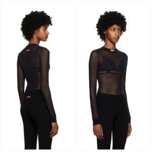 HERON PRESTON Black 'HPNY Sheer Black Bodysuit Bodysuit XS